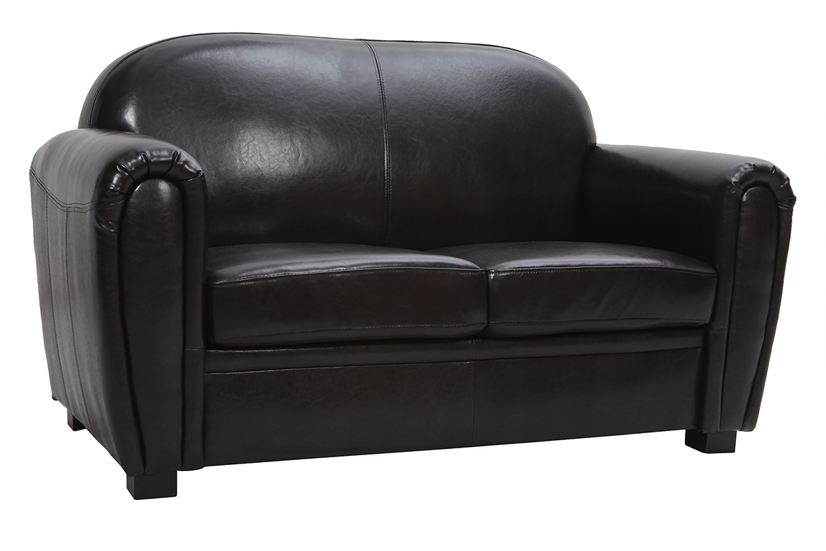 Sofa Club aus dunkelbraunem Leder mit 2 Sitzpltzen - Rindsleder