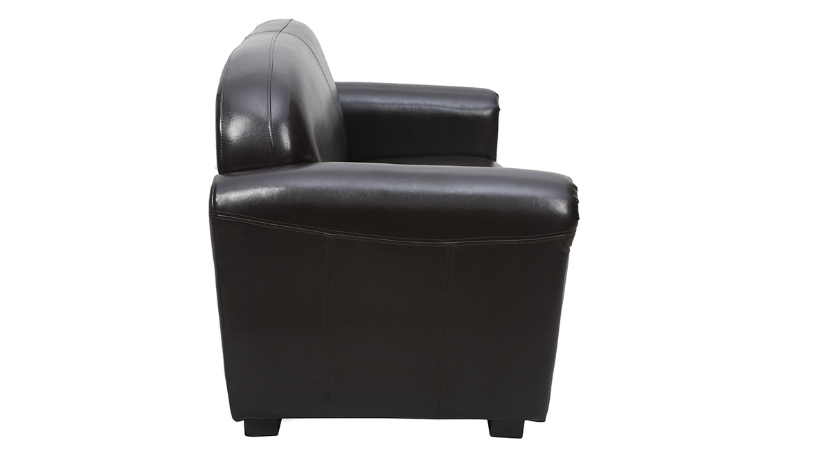 Sofa Club aus dunkelbraunem Leder mit 2 Sitzpltzen - Rindsleder