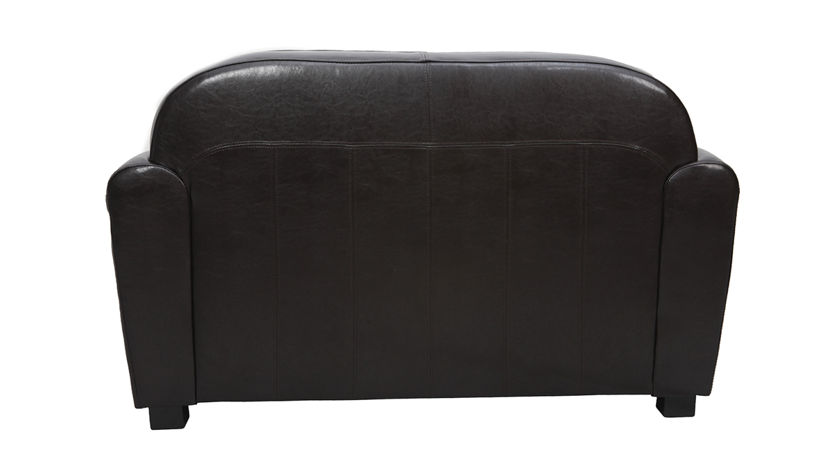 Sofa Club aus dunkelbraunem Leder mit 2 Sitzpltzen - Rindsleder