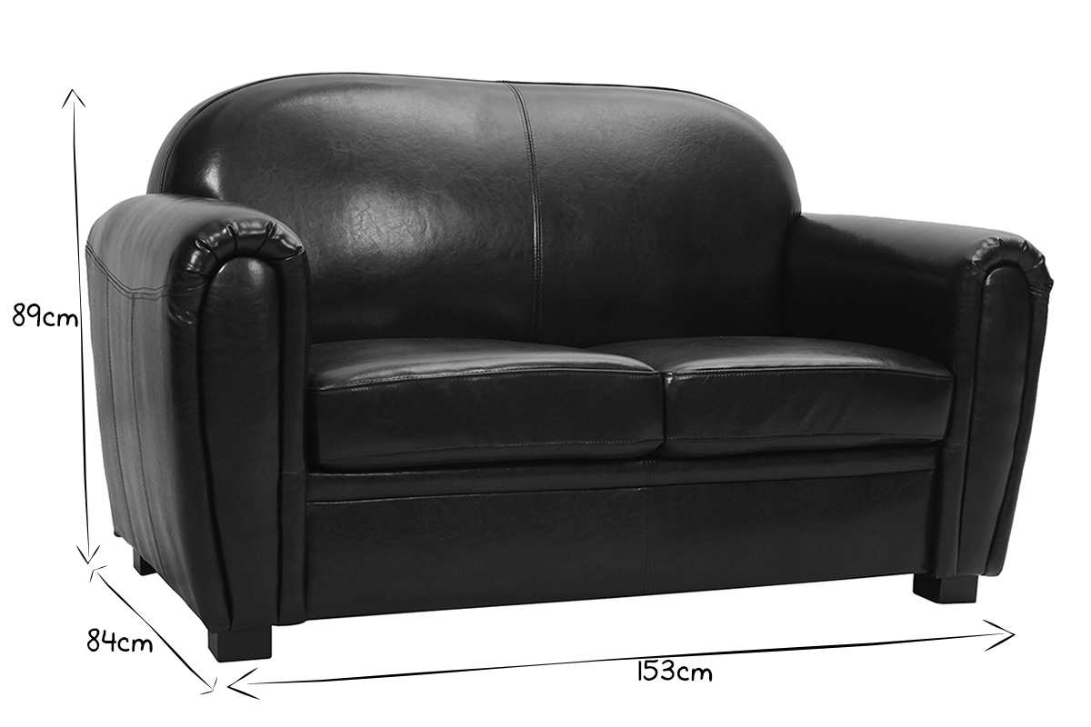 Sofa Club aus dunkelbraunem Leder mit 2 Sitzpltzen - Rindsleder