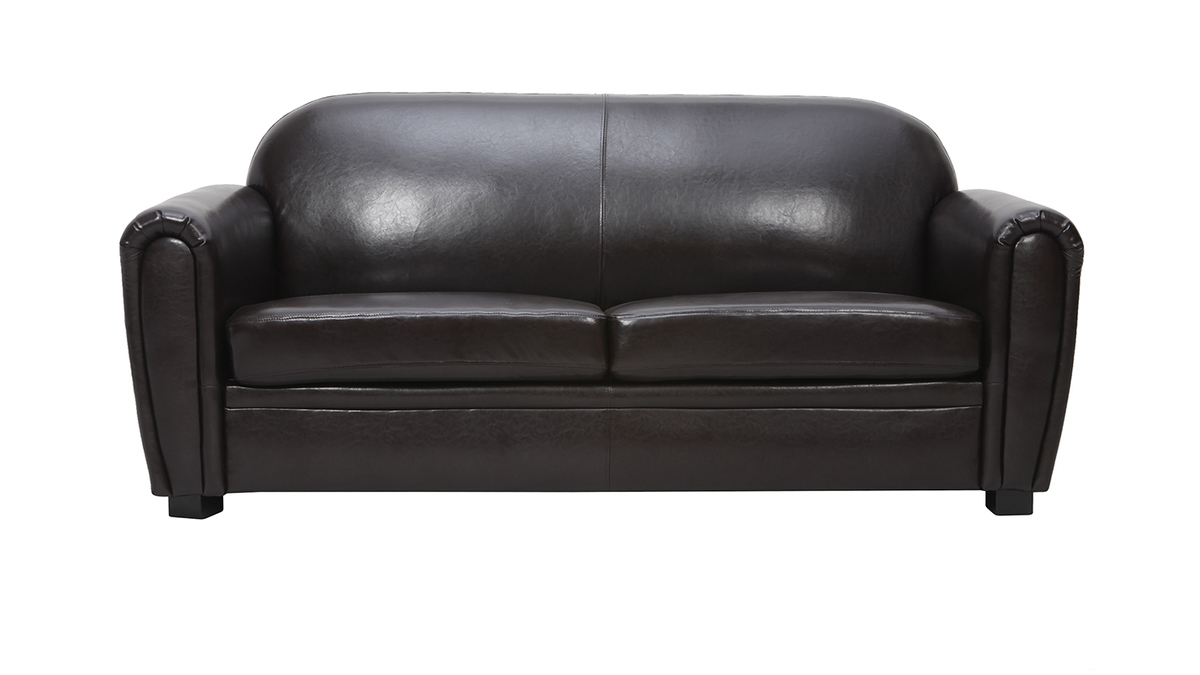 Sofa Club aus dunkelbraunem Leder mit 3 Sitzpltzen - Bffelleder