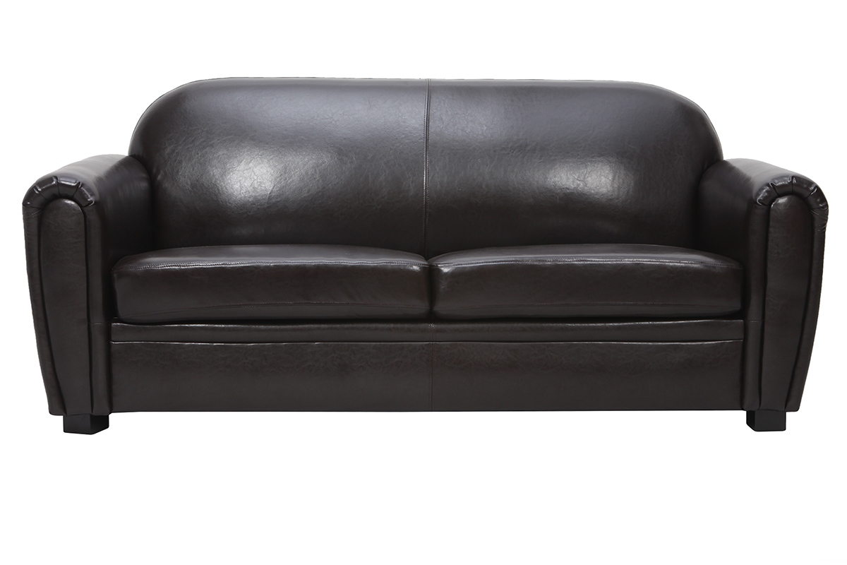 Sofa Club aus dunkelbraunem Leder mit 3 Sitzpltzen - Bffelleder
