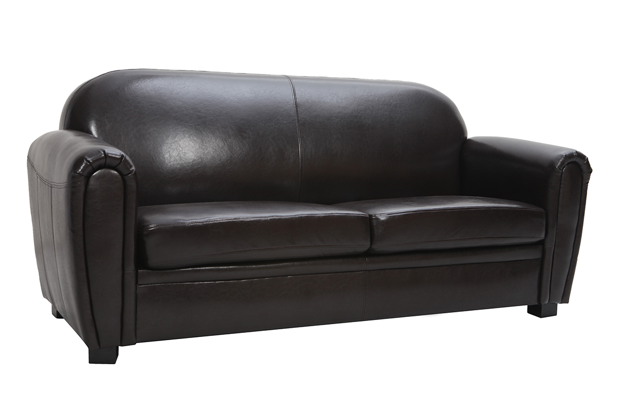 Sofa Club aus dunkelbraunem Leder mit 3 Sitzpltzen - Bffelleder