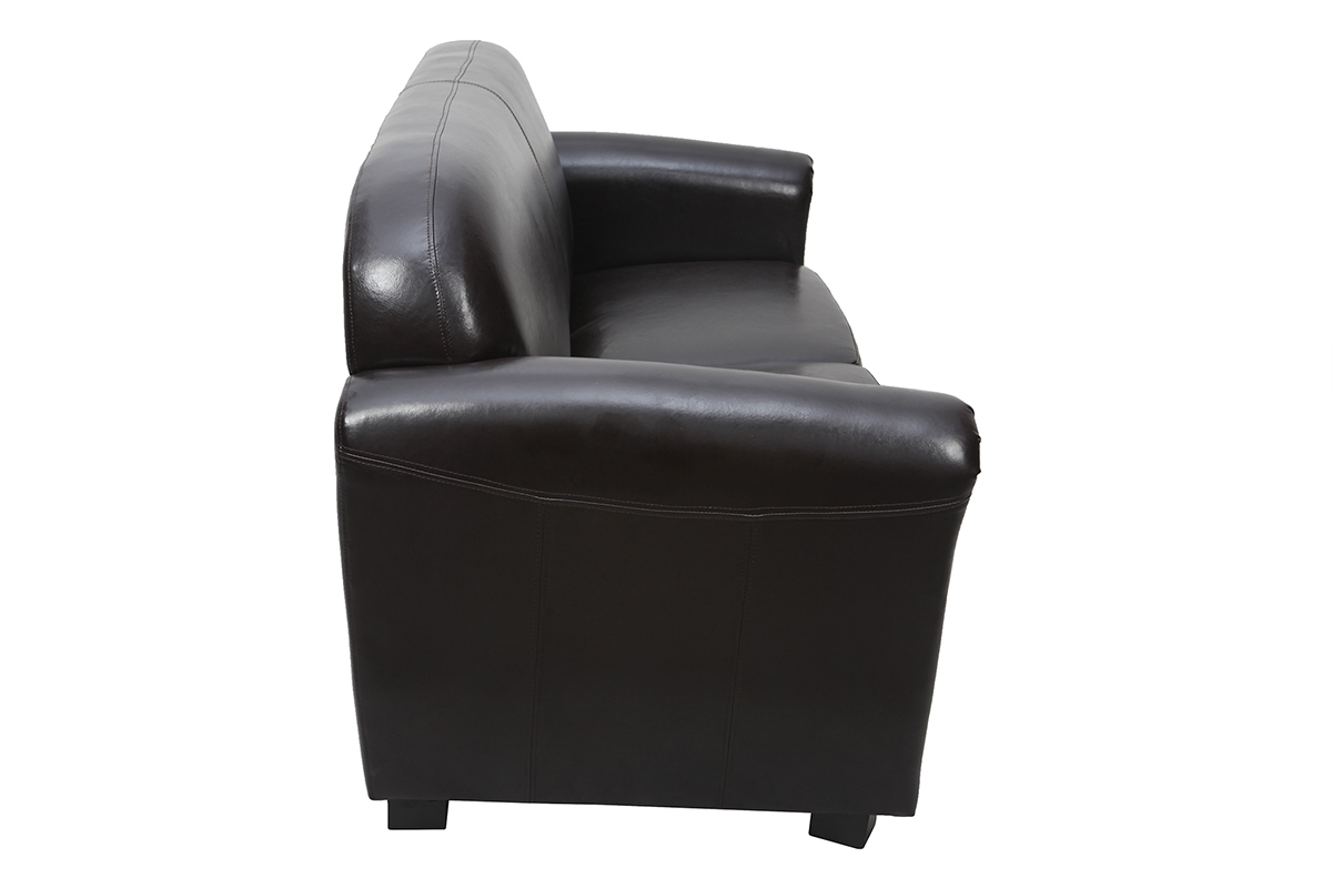 Sofa Club aus dunkelbraunem Leder mit 3 Sitzpltzen - Bffelleder