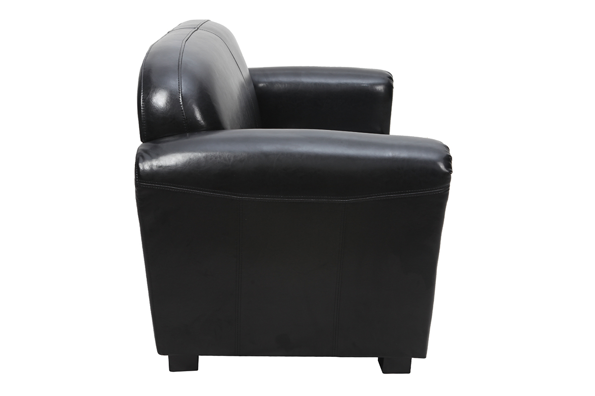 Sofa Club aus schwarzem Leder mit 2 Sitzpltzen - Rindsleder
