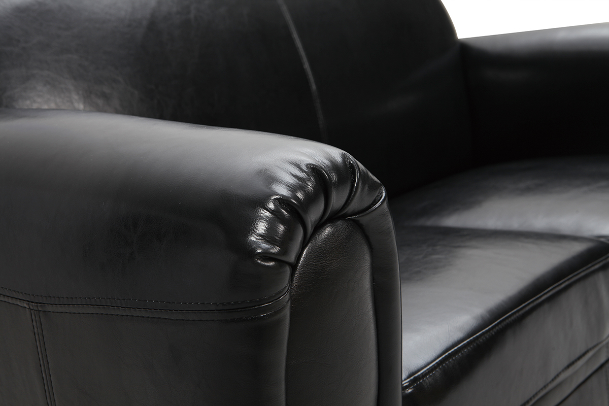 Sofa Club aus schwarzem Leder mit 2 Sitzpltzen - Rindsleder
