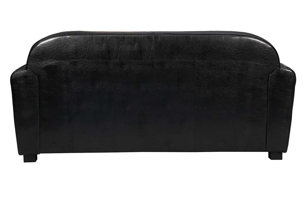 Sofa Club aus schwarzem Leder mit 3 Sitzpltzen - Rindsleder