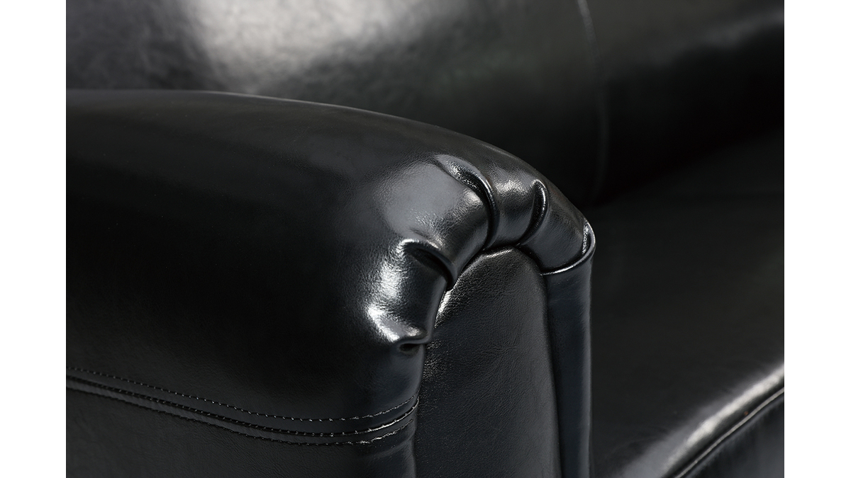 Sofa Club aus schwarzem Leder mit 3 Sitzpltzen - Rindsleder