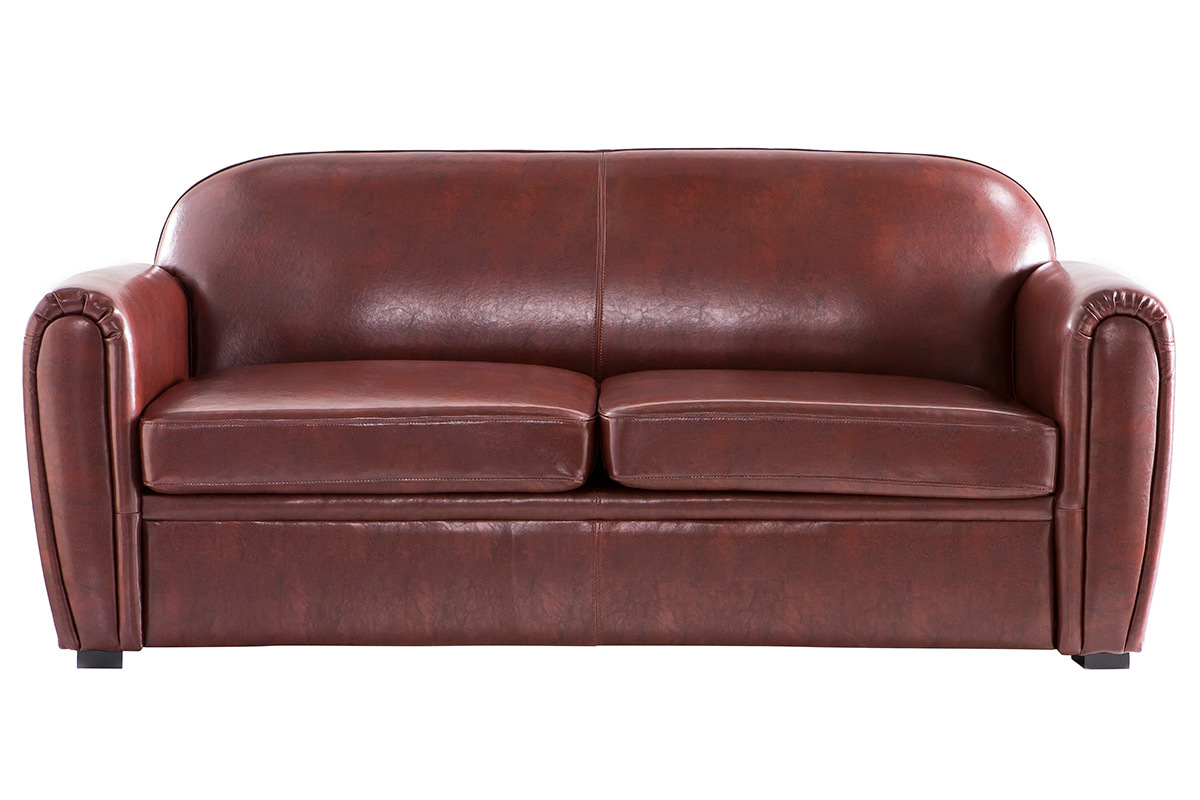 Sofa CLUB verstellbar hellbraunes Leder 3 Pltze - Bffelleder