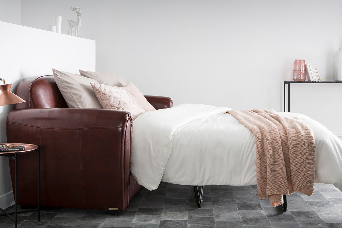 Sofa CLUB verstellbar hellbraunes Leder 3 Pltze - Bffelleder