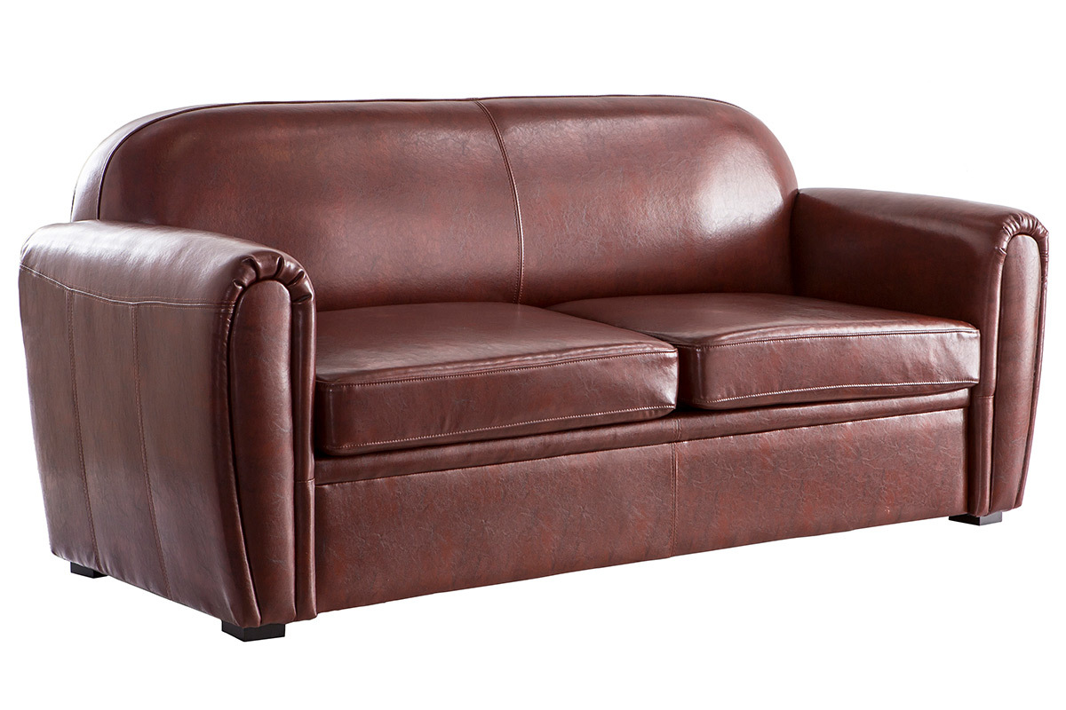 Sofa CLUB verstellbar hellbraunes Leder 3 Pltze - Bffelleder