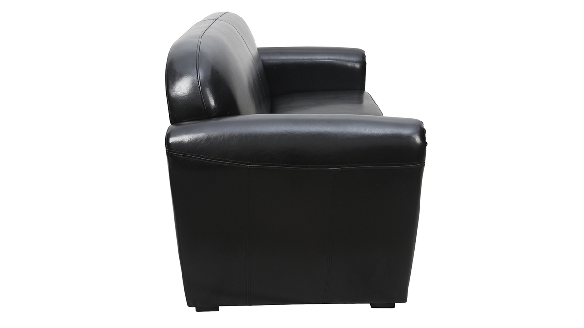 Sofa CLUB verstellbar schwarzes Leder 3 Pltze - Kalbsleder