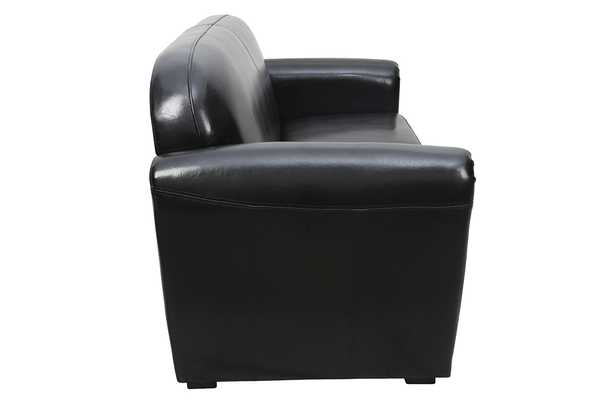 Sofa CLUB verstellbar schwarzes Leder 3 Pltze - Kalbsleder