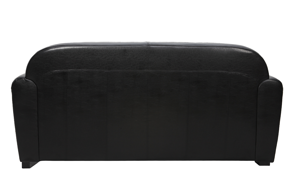 Sofa CLUB verstellbar schwarzes Leder 3 Pltze - Kalbsleder