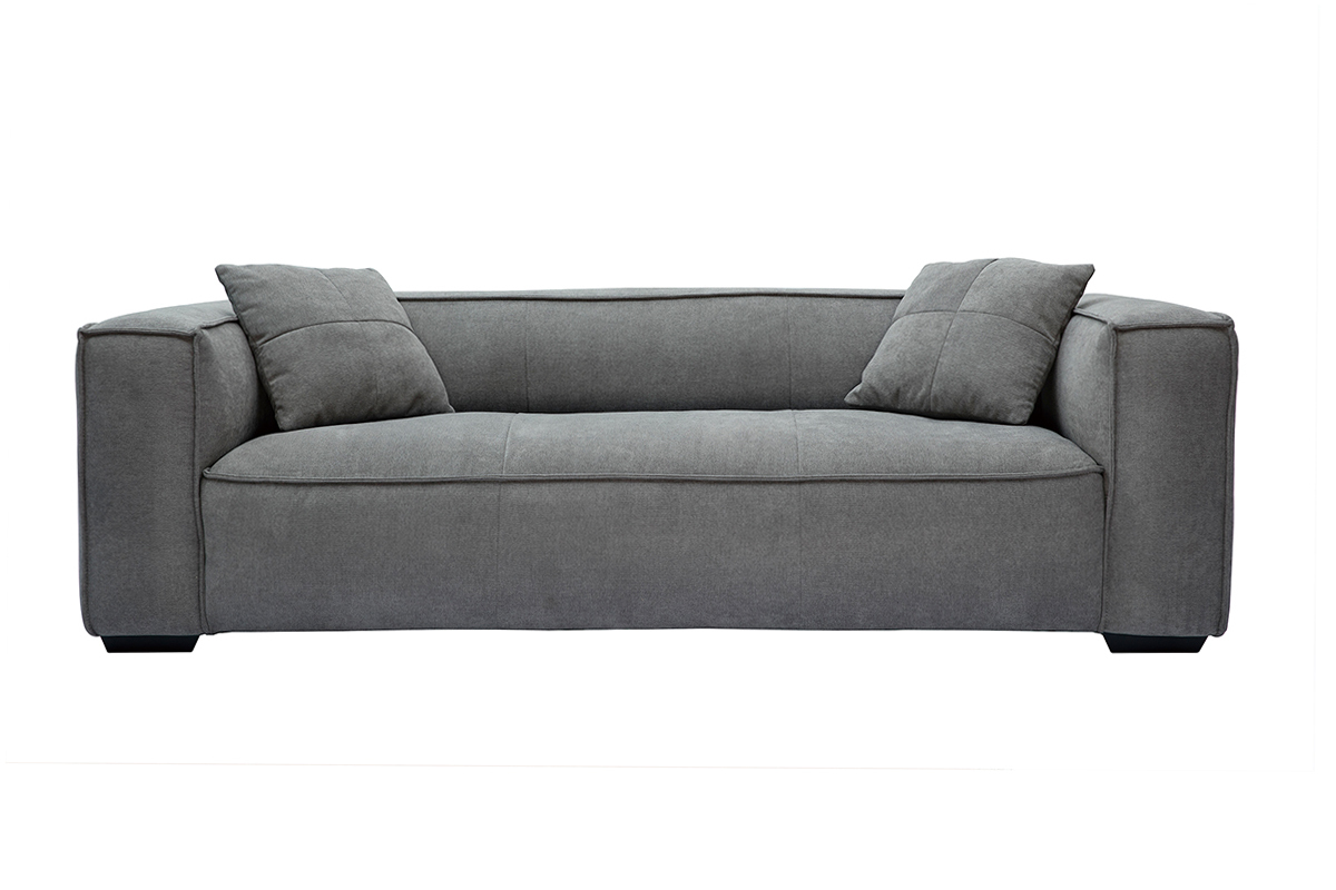Sofa grauer Stoff mit Samteffekt 3-Sitzer COBAIN