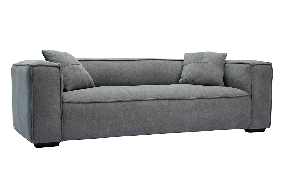 Sofa grauer Stoff mit Samteffekt 3-Sitzer COBAIN