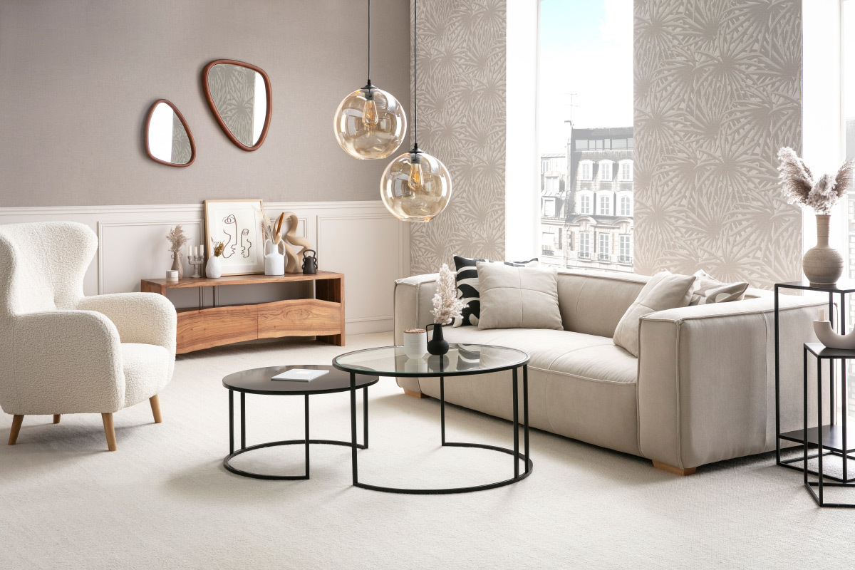Sofa grauer Stoff mit Samteffekt 3-Sitzer COBAIN