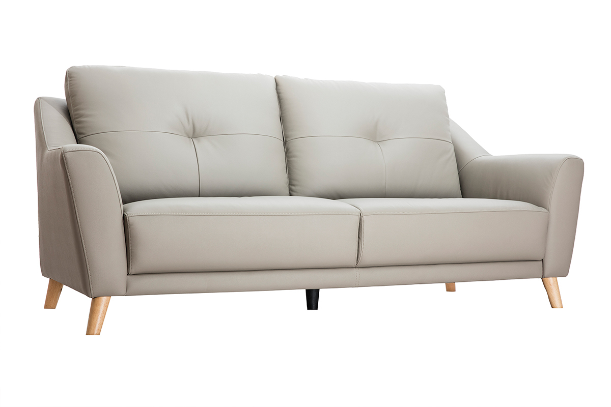 Sofa Leder Design 3-Sitzer grau ARNOLD - Bffelleder