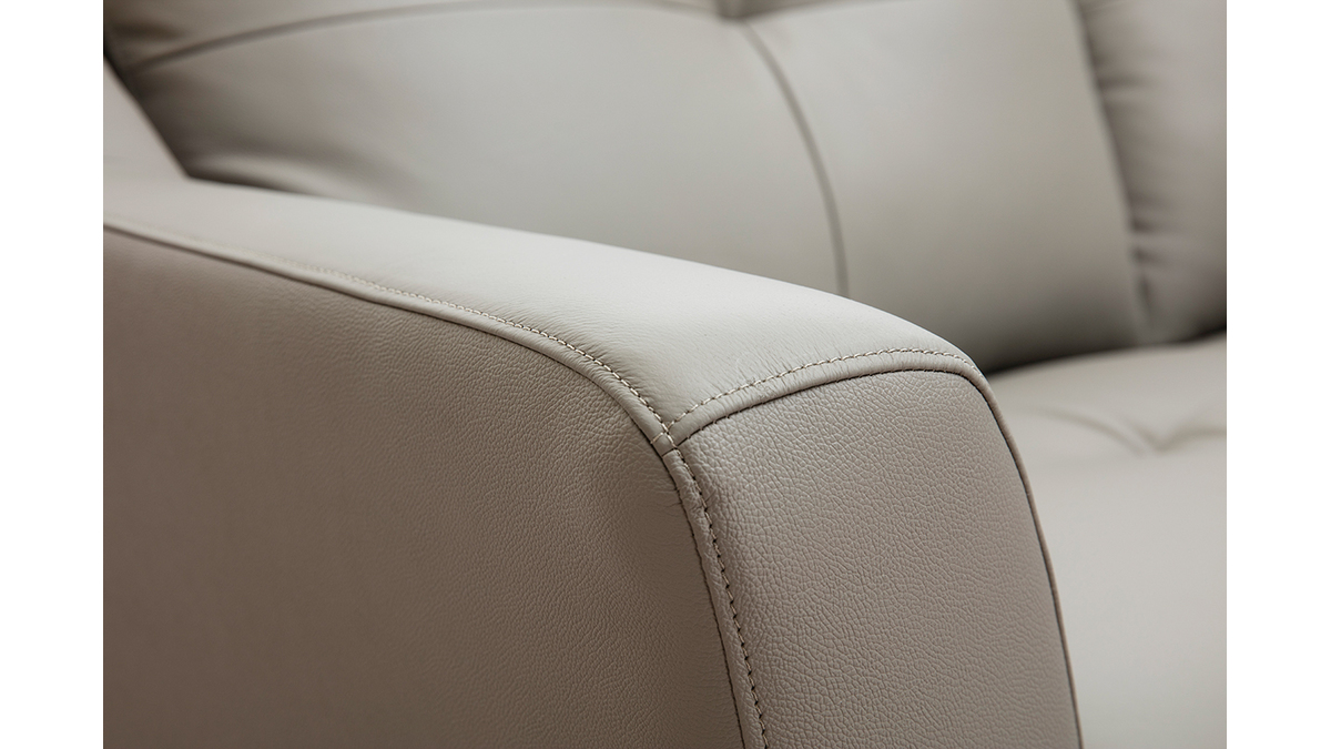 Sofa Leder Design 3-Sitzer grau ARNOLD - Büffelleder