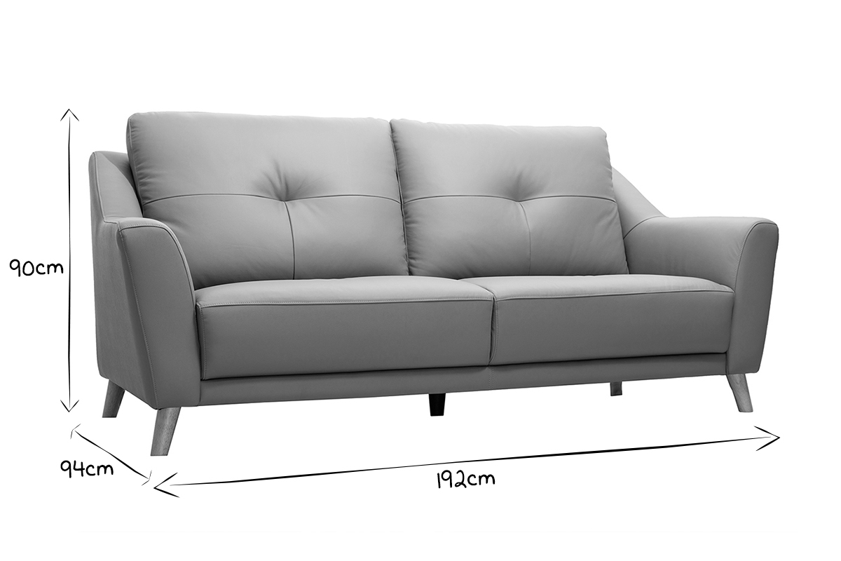 Sofa Leder Design 3-Sitzer grau ARNOLD - Bffelleder