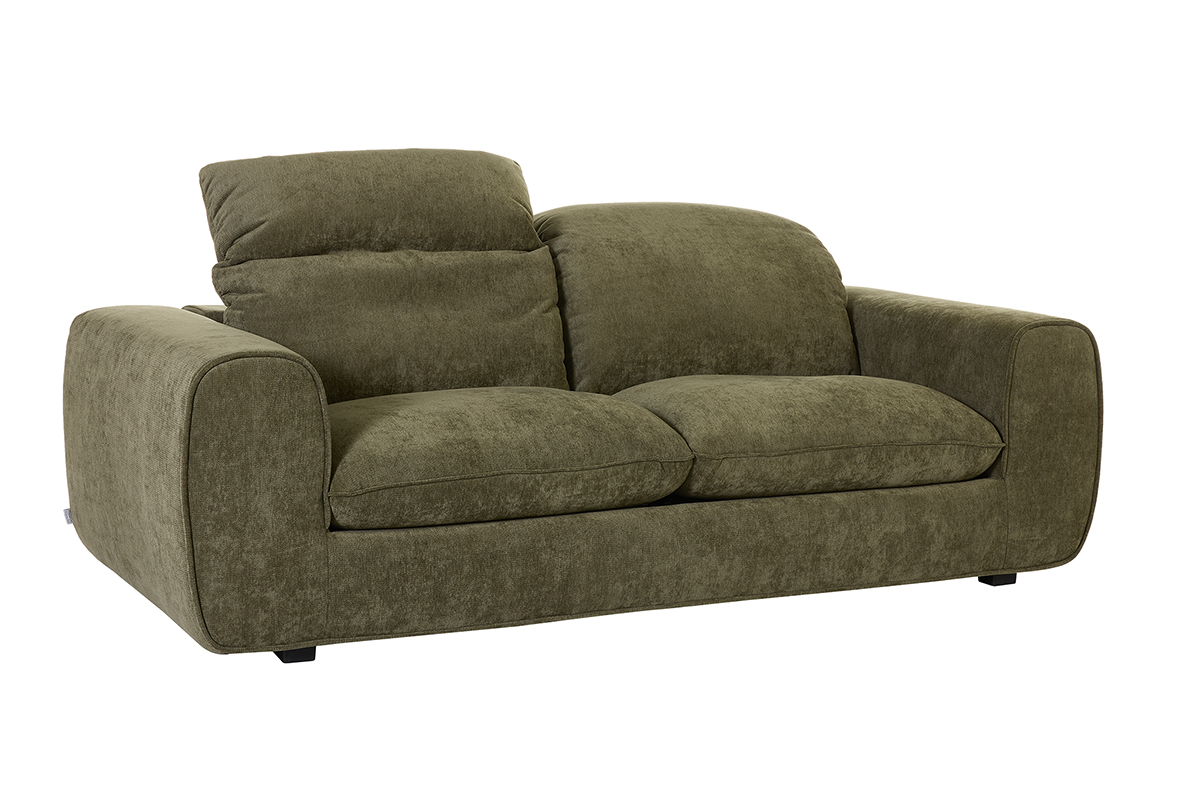 Klargr�nes Schlafsofa mit verstellbaren Kopfst�tzen, 3/4-Ansicht.