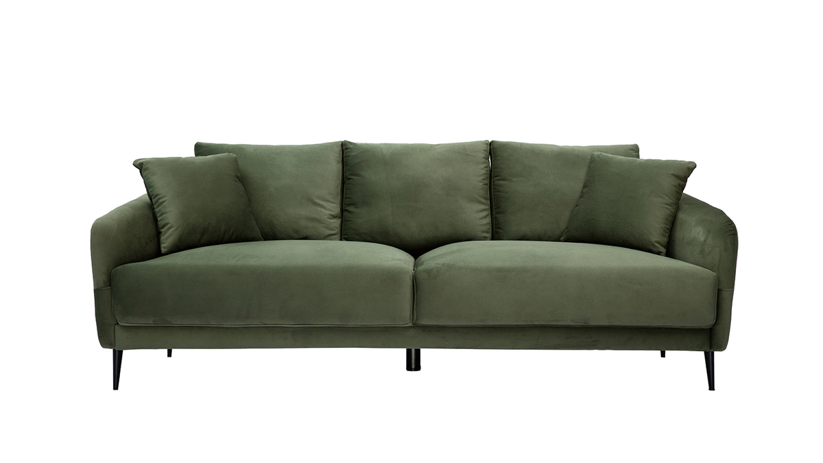 Sofa mit Samteffekt Khaki 3-Sitzer JERRY