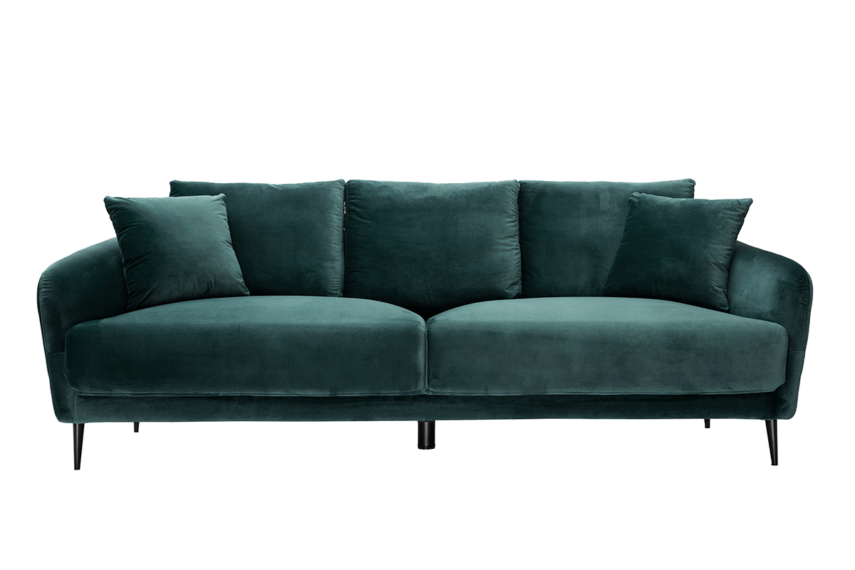 Sofa mit Samtstoff Petrolblau 3-Sitzer JERRY