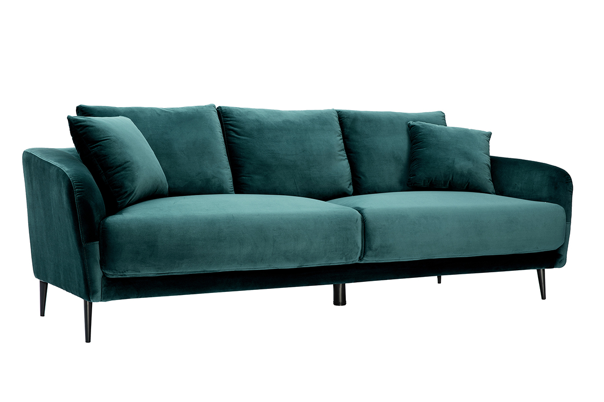 Sofa mit Samtstoff Petrolblau 3-Sitzer JERRY