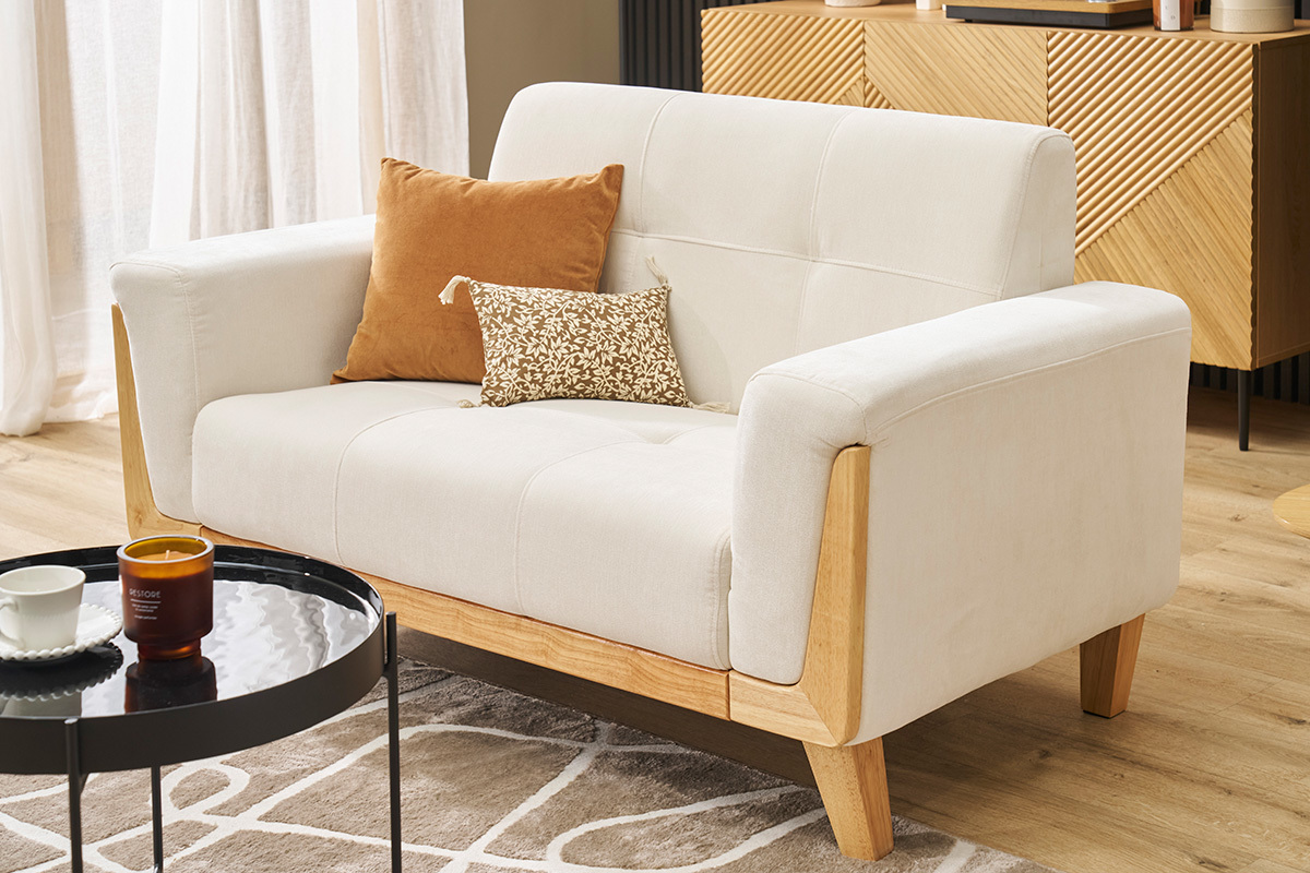 Sofa skandinavisch 2 Pltze Altwei Holzbeine FJORD