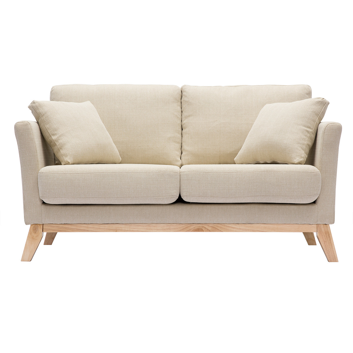 Miliboo Sofa skandinavisch 2 Plätze Beige helle Holzbeine OSLO