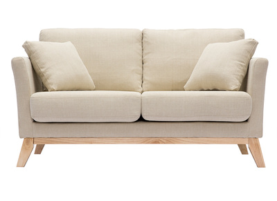 Sofa skandinavisch 2 Plätze Beige helle Holzbeine OSLO
