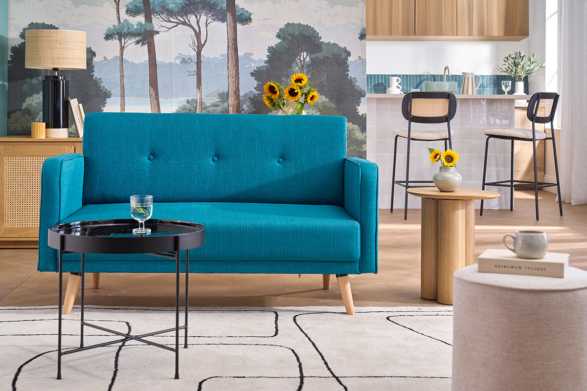 Sofa skandinavisch 2 Pl�tze Blau ULLA