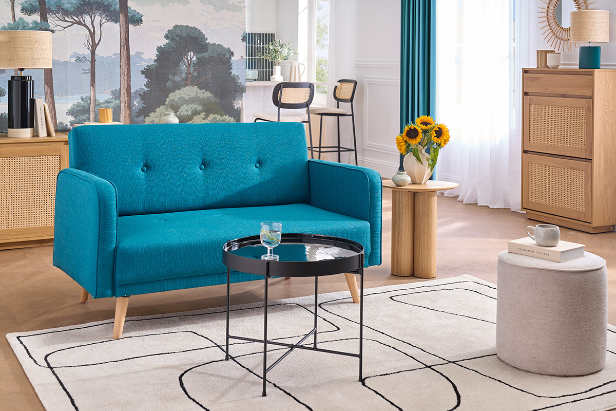 Sofa skandinavisch 2 Pl�tze Blau ULLA