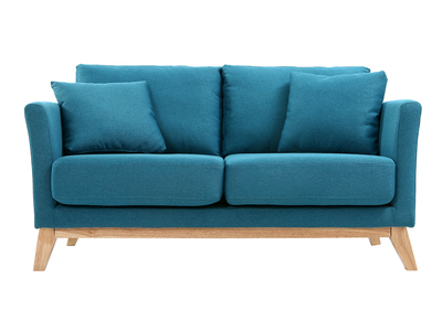 Sofa skandinavisch 2 Plätze Blaugrün helle Holzbeine OSLO