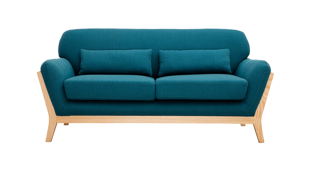 Sofa skandinavisch 2 Pltze blaugrner Stoff YOKO