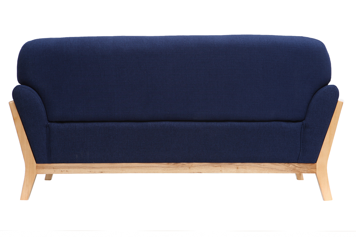 Sofa skandinavisch 2 Pl�tze Dunkelblau Holzbeine YOKO