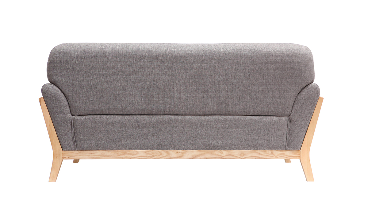 Sofa skandinavisch 2 Pltze Grau Holzbeine YOKO