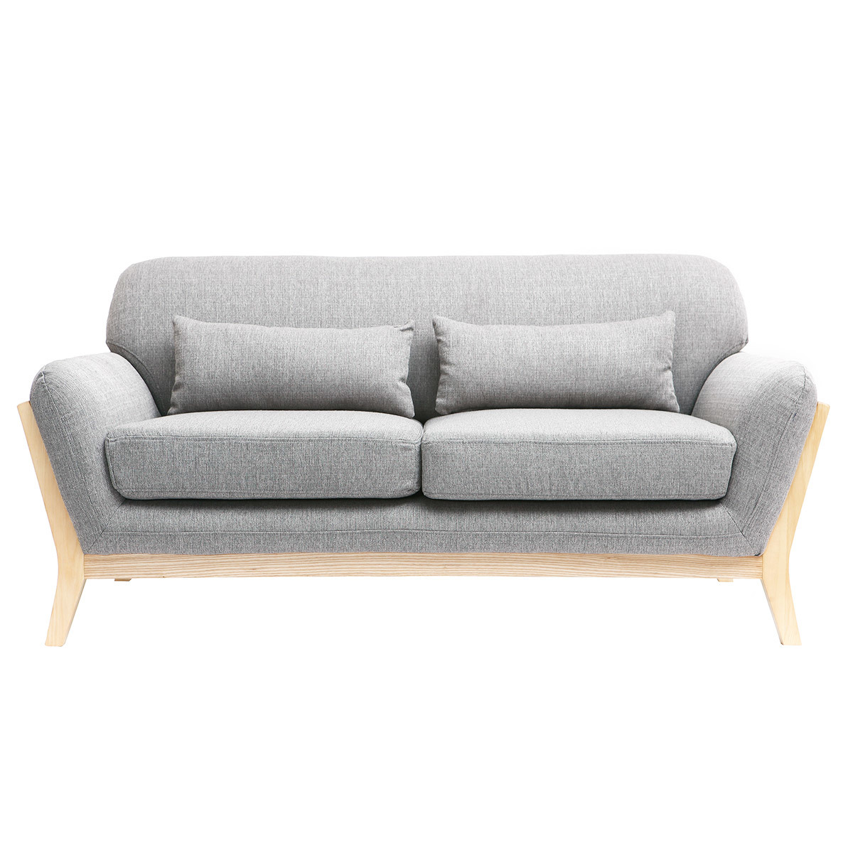 Miliboo Sofa skandinavisch 2 Plätze Grau Holzbeine YOKO