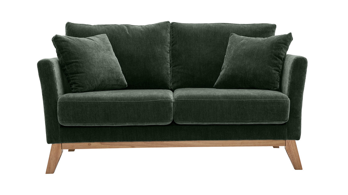 Sofa skandinavisch 2 Pltze Khaki Holzbeine OSLO