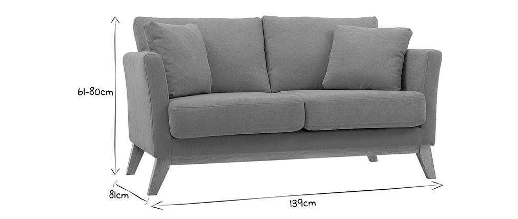 Sofa skandinavisch 2 Plätze Senfgelb helle Holzbeine OSLO