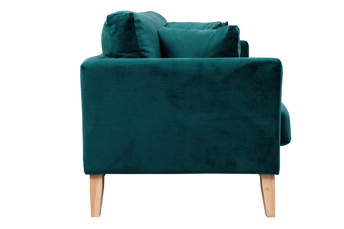 Sofa skandinavisch 3 Pltze abnehmbaren Bezgen blauem Samt OSLO