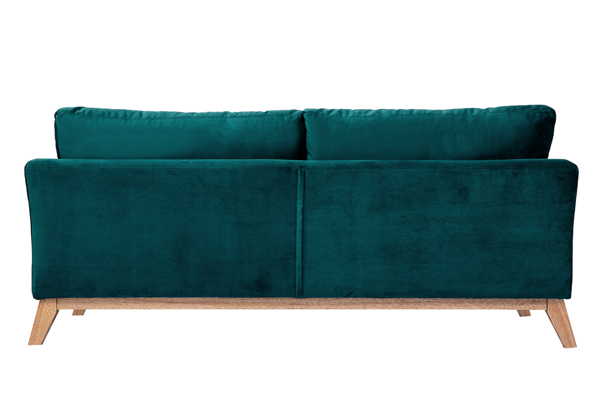 Sofa skandinavisch 3 Pltze abnehmbaren Bezgen blauem Samt OSLO