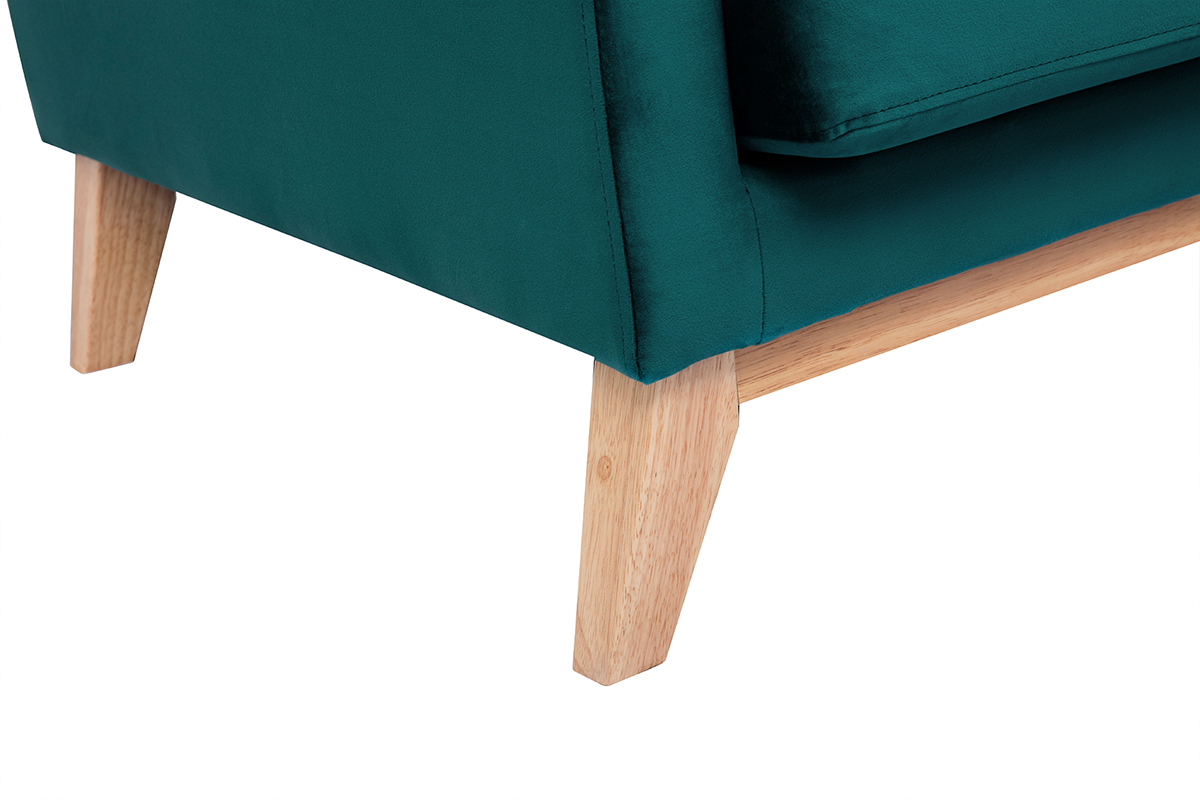 Sofa skandinavisch 3 Pltze abnehmbaren Bezgen blauem Samt OSLO
