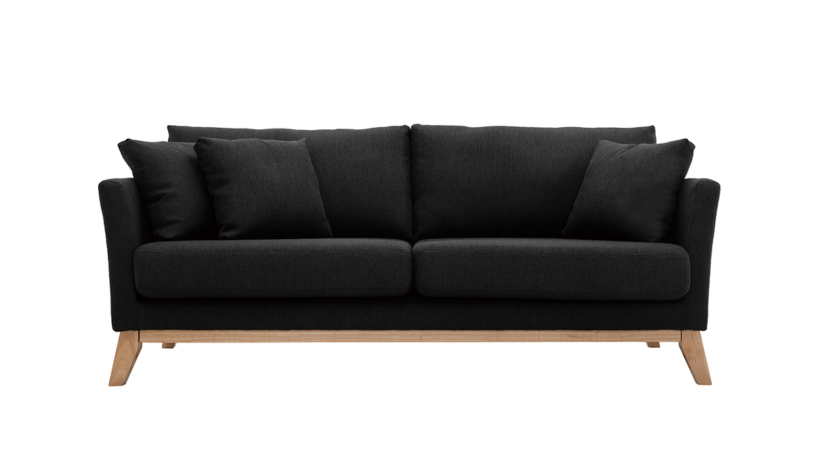 Sofa skandinavisch 3 Pltze Dunkelgrau Holzbeine OSLO