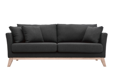 Sofa skandinavisch 3 Plätze Dunkelgrau Holzbeine OSLO