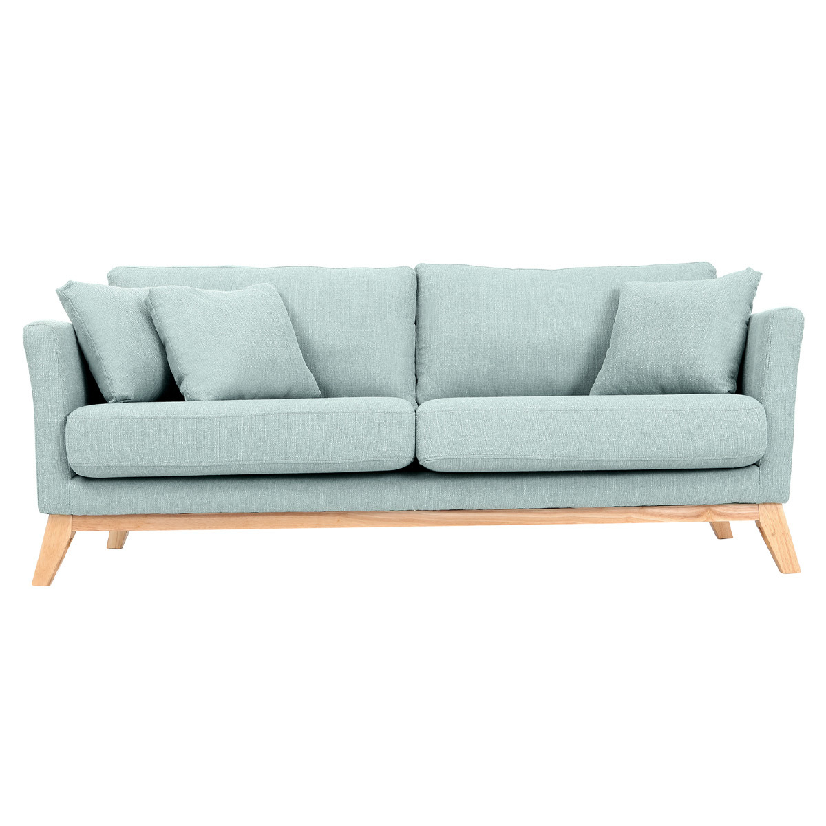 Miliboo Sofa skandinavisch 3 Plätze Hellblau Holzbeine OSLO