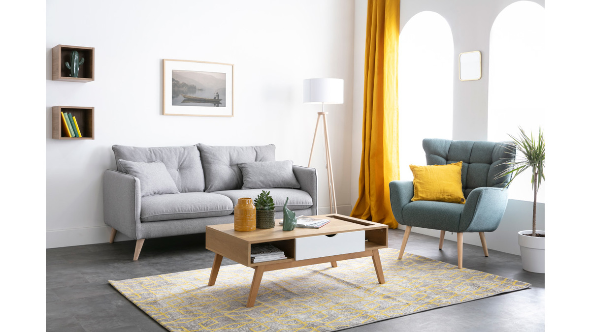 Sofa skandinavisch 3 Pltze hellgrau GUILTY