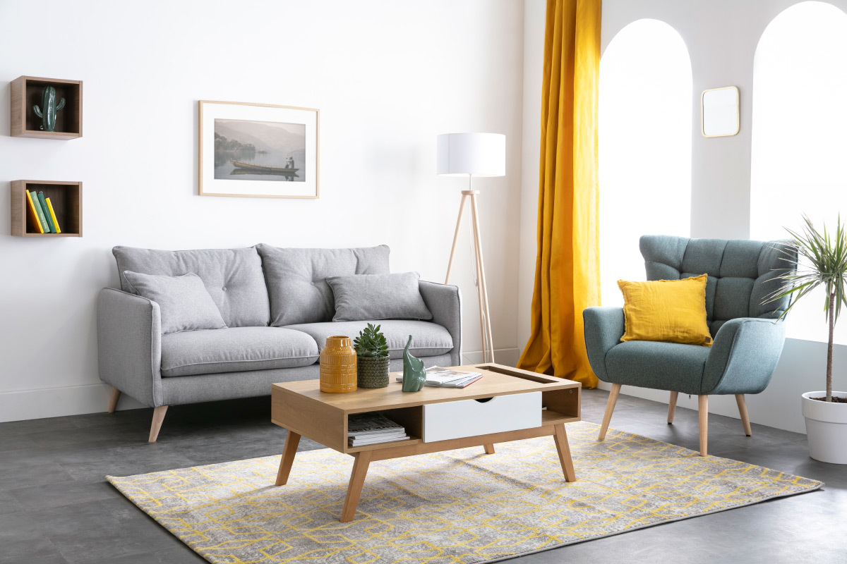 Sofa skandinavisch 3 Pltze hellgrau GUILTY
