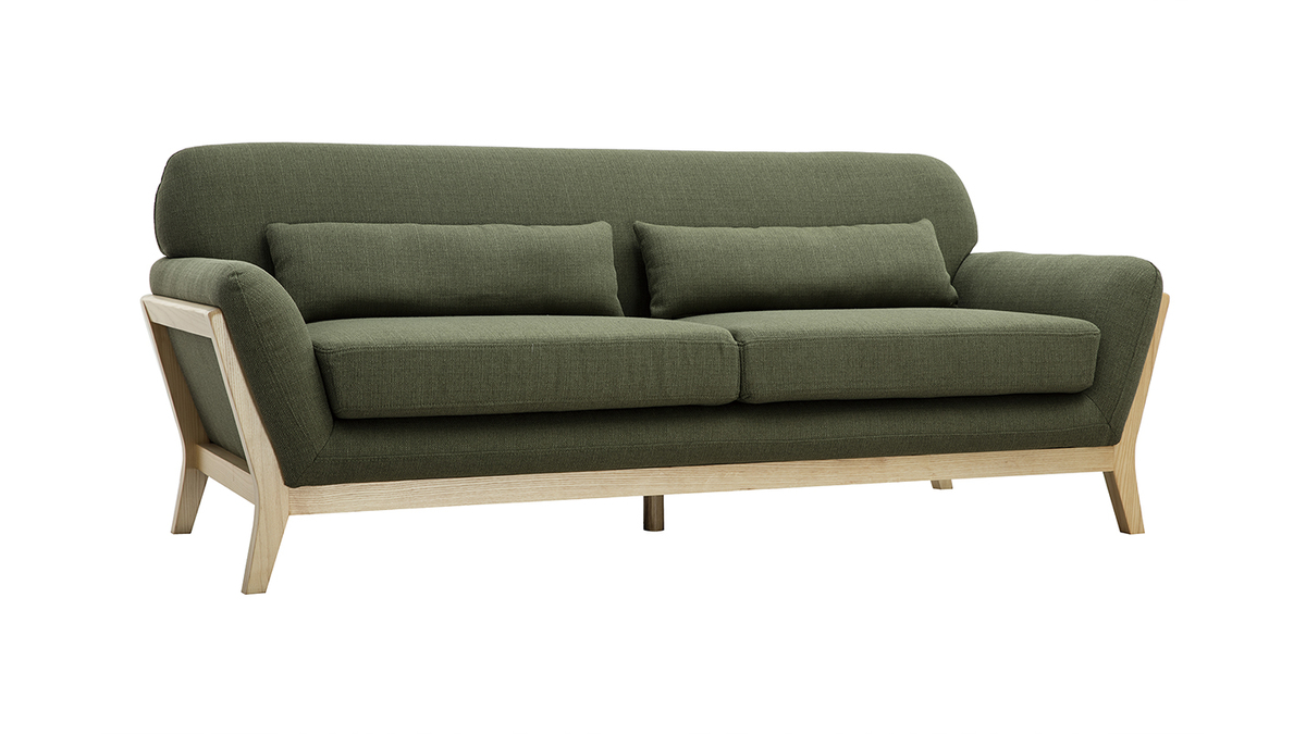 Sofa skandinavisch 3 Pltze Khaki YOKO