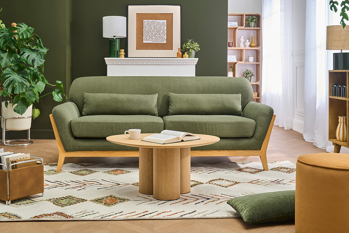 Sofa skandinavisch 3 Pl�tze Khaki YOKO